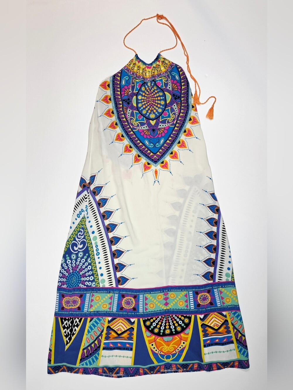 Flying Tomato Maxi Dress Size M Colorful Halter Neck Lightweight Boho Festival